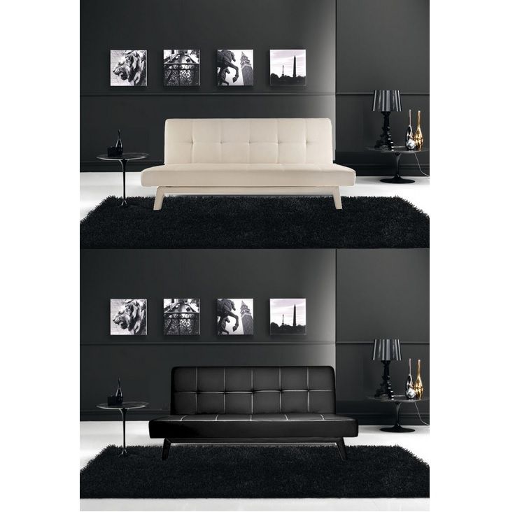 Divano letto moderno erica 180x108x40 bianco nero ecopelle