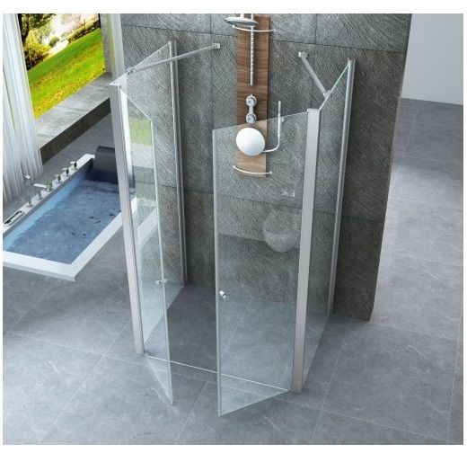 Box doccia doppia apertura a saloon 6mm cristallo trasparente H195 centro stanza BOX045