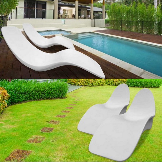 Chaise longue in vetroresina da esterno in due modelli sdraio per bordo piscina e giardino CH01