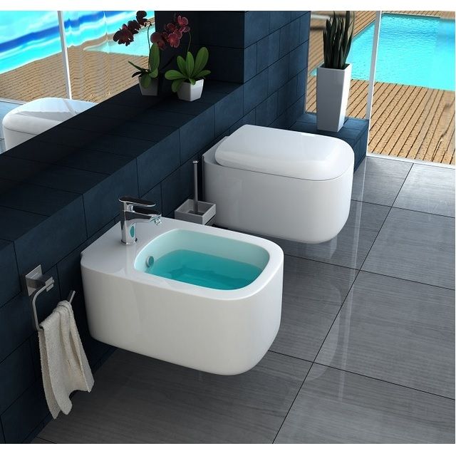 SSWW Alpha Design WC sospeso doccia senza bordo & WC con abbassamento automatico rimovibile 