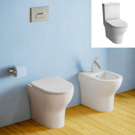 Sanitari a terra filo muro Misano bidet wc standard o monoblocco e copriwater soft-close