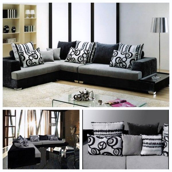Divano soggiorno moderno amelia angolare 340cm bianco e grigio for Soggiorno bianco e nero