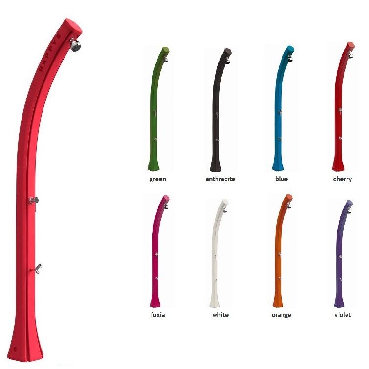 Doccia per esterno in polietilene con miscelatore lavapiedi e temporizzatore in 8 colori 