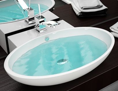 Lavabo d appoggio 53x40x18h in ceramica con predisposizione per il miscelatore