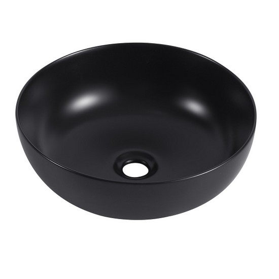 Lavabo da appoggio rotondo 41 cm nero opaco ceramica con trattamento anti-calcare LAV65