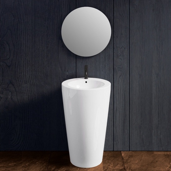 Lavandino in ceramica bianco lucido 52xH86 cm installazione freestanding LAV61