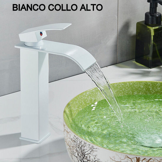 Rubinetto Bagno Lavabo Nero,Rubinetto bagno a Cascata, Miscelatore Lavabo Bagno Classico Vintage, Rubinetto Miscelatore Monocomando,Acqua Calda Fredda, G3/8