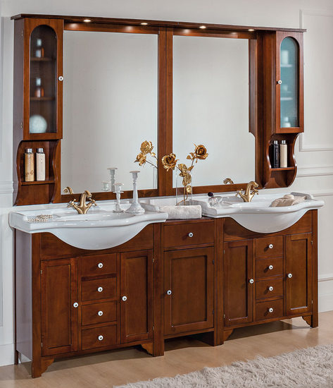 Mobile bagno arte povera Zeta2 doppio lavabo da 167 o 210 cm con specchio e pensili