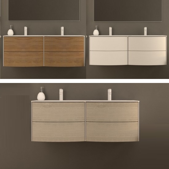 Mobile bagno sospeso Safari2 doppio lavabo cm 120 con cassetti in 3 colori