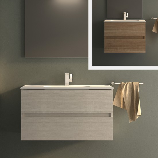 Mobile bagno moderno sospeso Egos 75 o 100 cm in 2 colori lavabo in ceramica