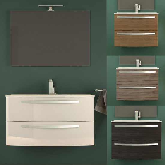 Mobile bagno Star da 74 o 100 cm in 5 colori lavabo in ceramica, cristallo o mineralmarmo