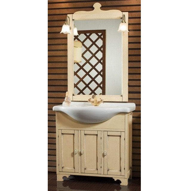 Mobile da bagno classico avorio 110 cm con specchiera - Le Chic Arredamenti
