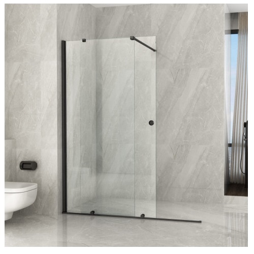 Parete per doccia walk-in 140 x 200 cm Nero opaco POMARO