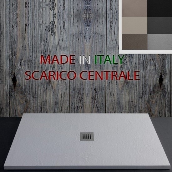 Piatto doccia Made in Italy in marmoresina riducibile in 7 colori diverse misure con scarico centrale PA018