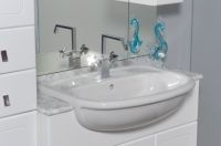 Mobile Bagno Cleo 30+70+30+70+30 semincasso doppio lavabo bianco
