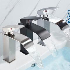 Rubinetto Lavabo A Cascata Con Led Termocromatico – Nero Opaco – Doppia Maniglia – XJTNLB - 5