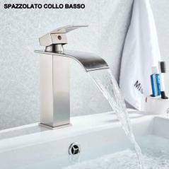 Rubinetto Lavabo Cascata XJTNLB Con Led E Due Maniglie – Miscelatore Bagno Nero Con Indicatore Temperatura Acqua