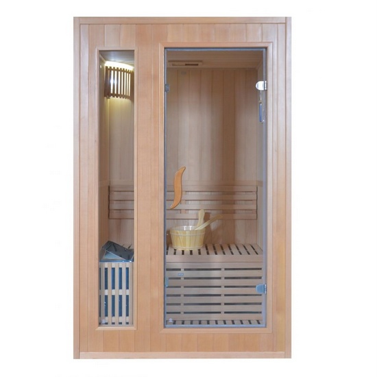 Sauna Finlandese 120x110 cm in legno Hemlock e con stufa Sawo SN056