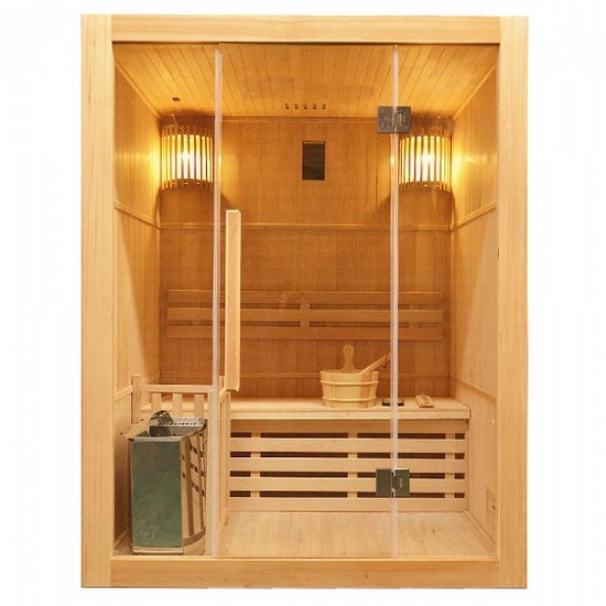 Sauna Finlandese 150x120 cm in legno canadese per 3 persone con stufa SN063