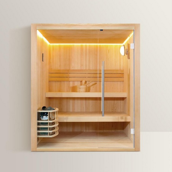 Sauna Finlandese per 3-4 persone misure 180x180 cm con luci led e connessione Bluetooth SN054