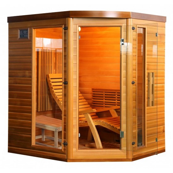Sauna Infrarossi da 174x138 cm per 2 persone con 7 irradianti in carbonio magnesio sdraio e sgabello SN059