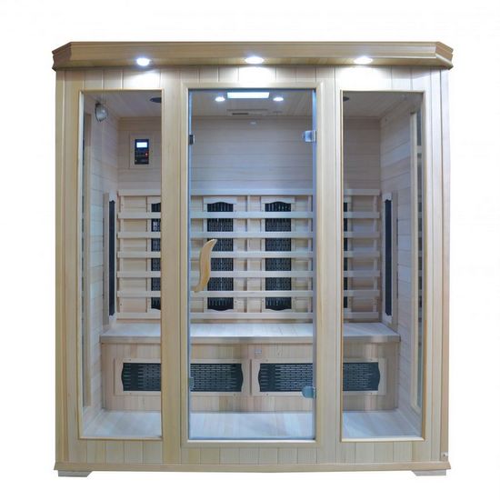 Sauna Infrarossi 175x135 per 4 Persone porta a vetro cromoterapia e radio SN017