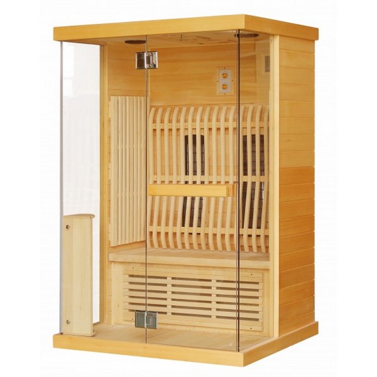 Sauna infrarossi 124x104 cm due posti cromoterapia in legno Hemlock SN028