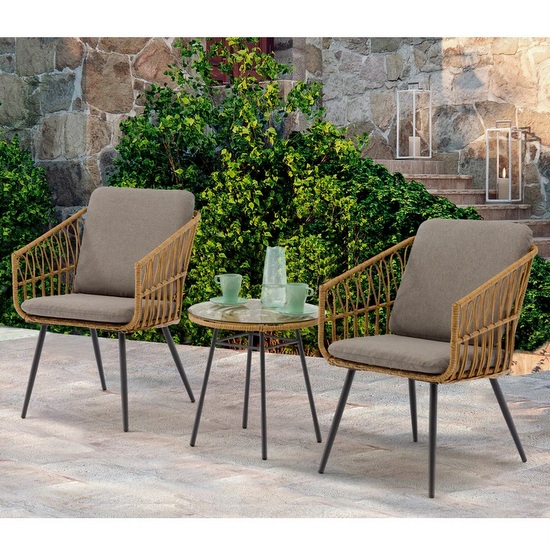 Poltrone da esterno Lemon con tavolino rotondo abbinato set adatto a terrazze e giardini