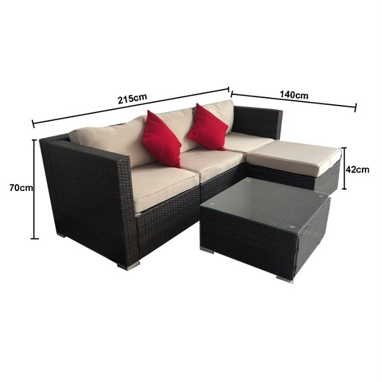 SET DA GIARDINO CUBO IN RATTAN SINTETICO 5 PEZZI TAVOLO CON PIANO IN - Foto 5