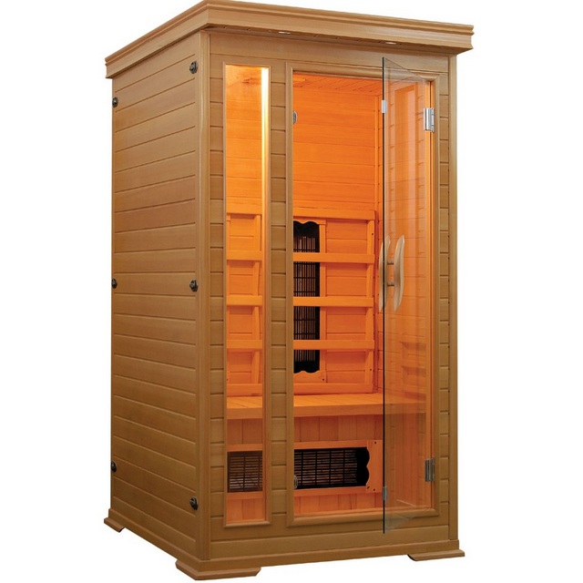 Sauna infrarossi  94x101x190H per una persona in legno hemlock radio connessione usb SN011