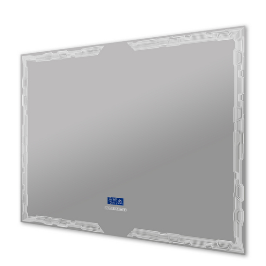 Specchiera multimediale da bagno con luce led touch casse bluetooth radio antiappannamento e rilevatore temperatura