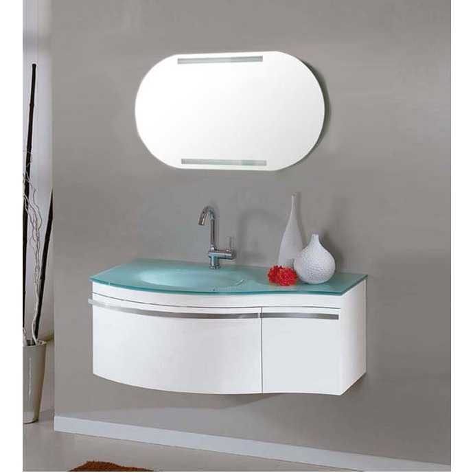 Mobile bagno in offerta modello Taunus cm 100 con lavabo in cristallo verde