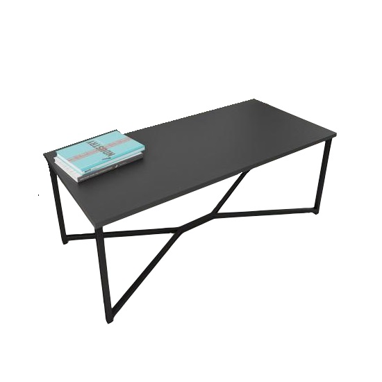 Tavolino basso per soggiorno Patty 120x56xH45 cm color antracite con gambe in metallo nero