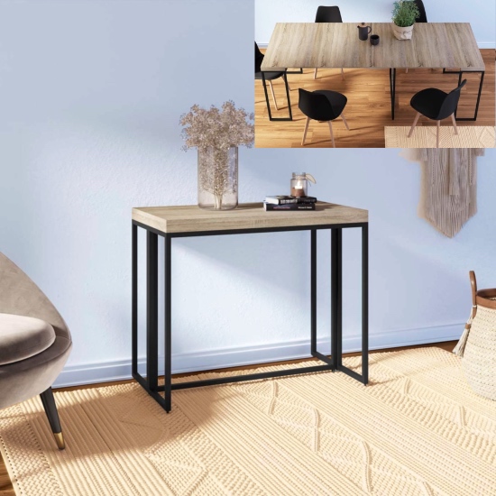 Tavolo/consolle allungabile fino a 230x90cm 5 configurazioni possibili Piano in legno struttura in metallo