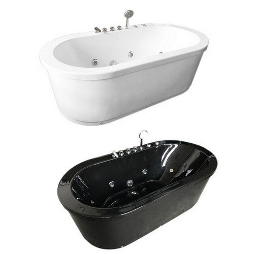 Vasca da bagno freestanding 185x95 con idromassaggio colore bianco o nero VS082
