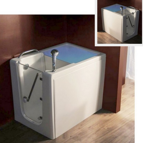 Vasca da bagno con sportello 100x70 cm a riempimento immediato e disponibile con o senza idromassaggio VS125