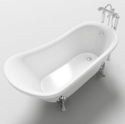 Vasca da bagno ovale freestanding 160x72x75 stile classico con piedini cromati VS053