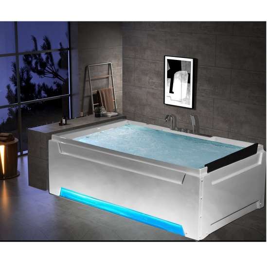 Vasca da bagno idromassaggio 185x125 cm con cromoterapia ozonoterapia bluetooth riscaldatore 24 getti VS113