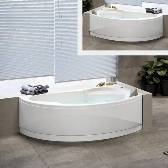 Vasca da bagno made in Italy 150x85 cm semicircolare destra o sinistra marca Novellini senza idromassaggio VS128