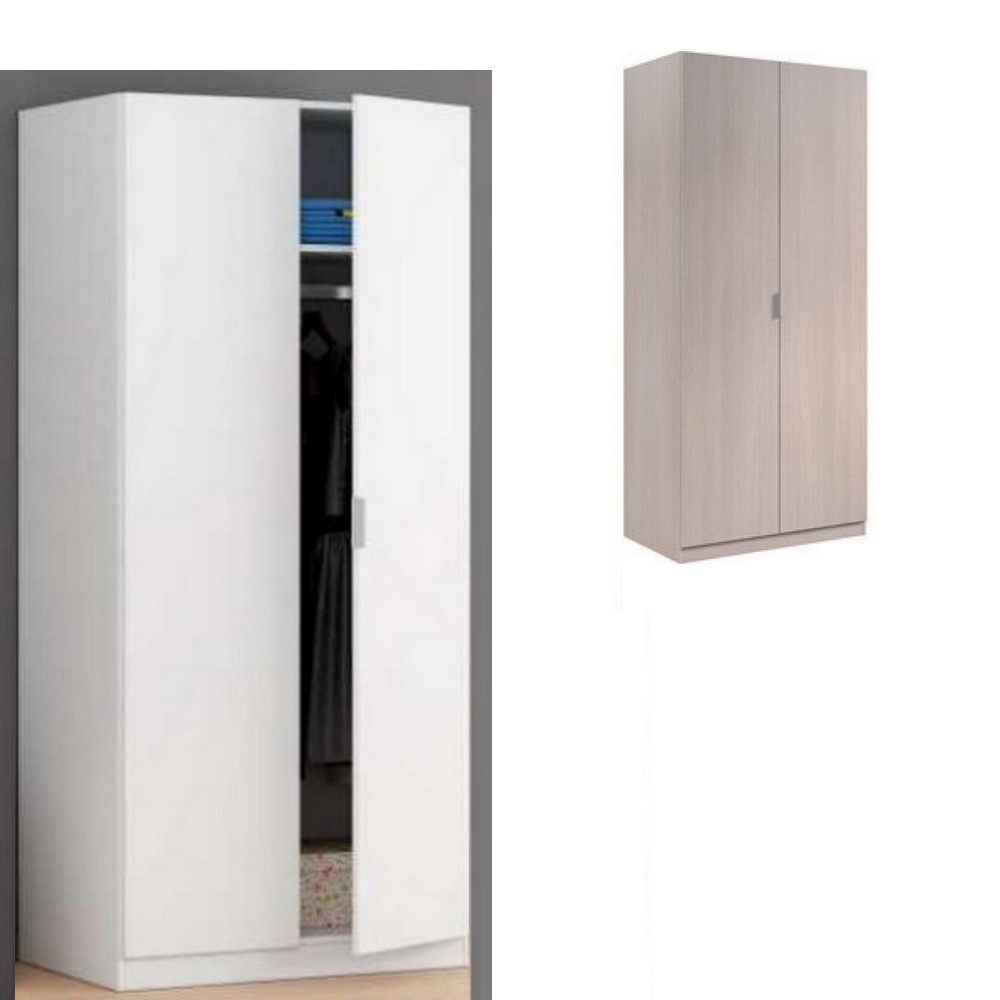 Armadio a due ante 81x52xH180 cm disponibile rovere o bianco BM102