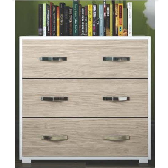 Mobile comò da 91x45xH81 cm con 3 cassetti colore bianco e olmo BM098