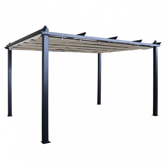 Gazebo rettangolare 300x400 cm con struttura antracite e telo ecru GZ17
