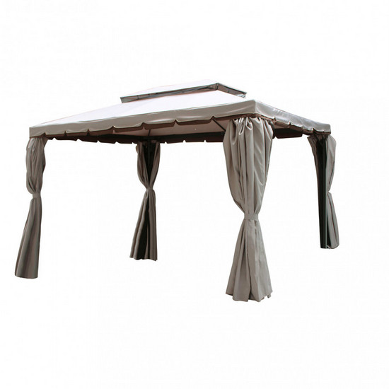Gazebo con tende e zanzariere 300x400 cm struttura in alluminio nero GZ14