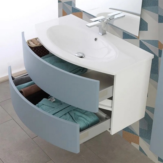 Bagno Italia Arredo bagno sospeso moderno 100 cm + cassettiera 100 cm rovere sbiancato | Leroy