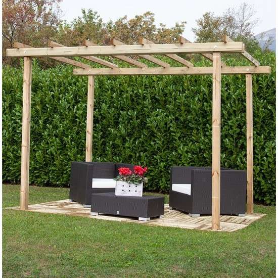 Pergola autoportante in pino massello da 240x240 o 240x300 o 300x400 cm GZ22