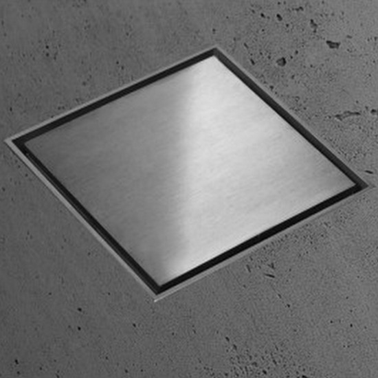 Canalina di scarico quadrata 15x15 cm in acciaio inox per doccia CN001