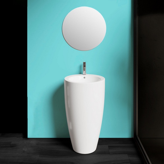 Lavandino rotondo freestanding da 50xH85 cm bianco lucido LAV62