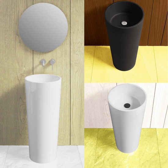 Lavabo freestanding 40xH85 cm disponibile nei colori bianco lucido bianco opaco nero opaco LAV63