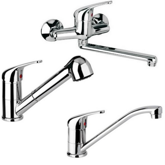 Miscelatore per lavello da cucina monoforo o a muro o estraibile made in Italy RB91