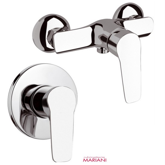 Miscelatore per doccia in ottone cromato marca Mariani ad incasso o esterna made in Italy RB96